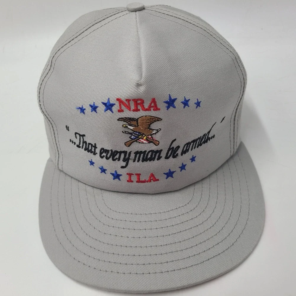Vintage NRA ILA Hat Snapback Louisville Mfg Co Gray 2nd Amendment Every Man Arm